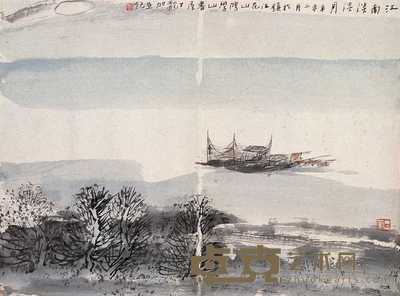 丁观加 1991年作 江南淡淡月 镜心 40.5×55.5cm